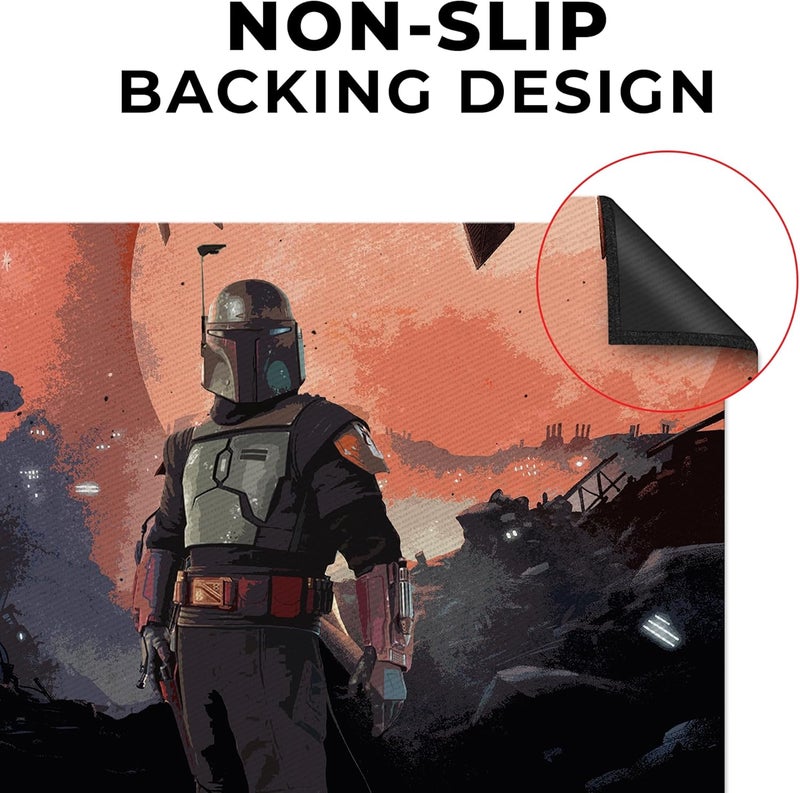 DreamController Starwarrs Bobba Fett Custom Rugs for Gamer Room (62x40inch)| Playroom Carpets Inspired by Games & Anime Decor for Gamers | Gamer Room Decor for Kids Teen Anti-Slip Gaming Mats - Image 3